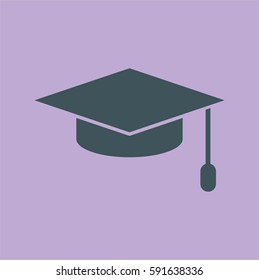 vector illustration of Graduation cap icon in grey.
