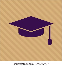 Vector illustration of Graduation cap icon in purple.
