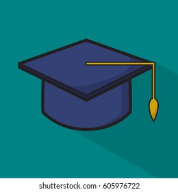 Vector illustration. Graduation cap icon. Education concept. Isolated white background