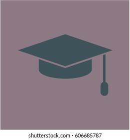 Vector illustration of graduation cap icon in Green
