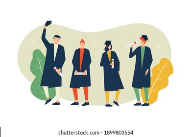 Vector illustration, graduation celebration concept, university