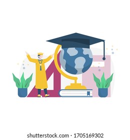 Vector illustration of graduation celebration, suitable for landing pages, UI, website, mobile applications, editorials, posters, leaflets, articles, and banners