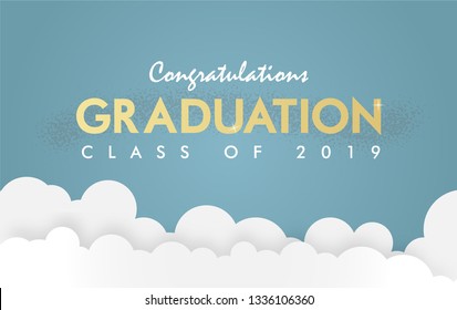 Vector Illustration Graduation Class Of 2019, Invitation Card, Banner, Poster.