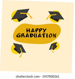 Vector Illustration of Graduation Hat with black color and yellow background