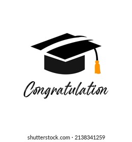 Vector Illustration of Graduation Hat with black color and yellow