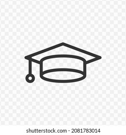 Vector illustration of graduation hat icon in dark color and transparent background(png).