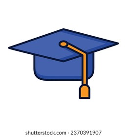 Ilustración vectorial del sombrero de graduación sobre fondo blanco.