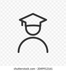 Vector illustration of graduation icon in dark color and transparent background(png).