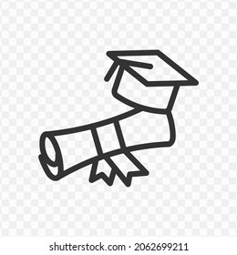 Vector illustration of graduation icon in dark color and transparent background(png).