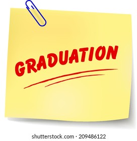 Vector illustration of graduation paper message on white background