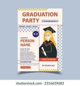 Vector Illustration Graduation Party Flyer Poster