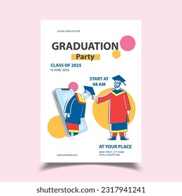 Vector Illustration of Graduation Party Flyer Poster