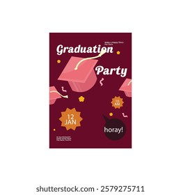 Vector Illustration of Graduation Party Flyer Poster Template Design