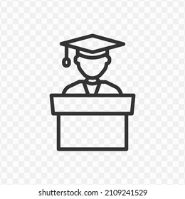 Vector Illustration Of Graduation Speech Icon In Dark Color And Transparent Background(png).