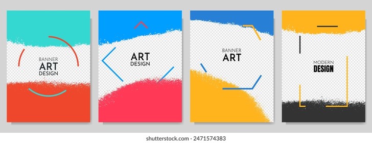 Vector illustration. Graffiti abstract color frame set. Design for poster, invitation, gift card, coupon, book cover, photography overlay, web banner. Paint splatter on transparent background