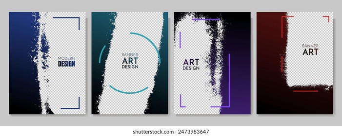 Vector illustration. Graffiti abstract color frame set. Design for poster, invitation, gift card, coupon, book cover, photography overlay, web banner. Paint splatter on transparent background