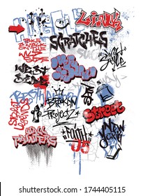 Vector illustration with graffiti elements in cartoon style.