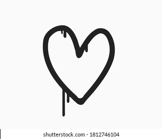 Vector illustration of graffiti love symbol sprayed in black over white svg