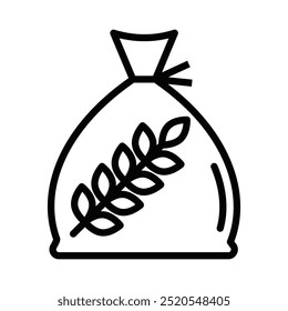 Vector illustration of a grain sack icon, perfect for agriculture, farming, or food packaging designs. Editable stroke