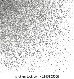 Vector illustration of grainy black and white gradient, halftone stippled background