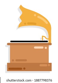 vector illustration of gramaphone record player.  minimalist flat design.  for an illustration of the music player.