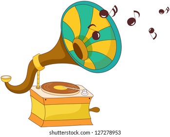 A vector illustration of a gramophone