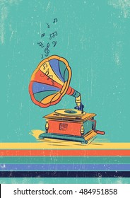 Vector illustration of gramophone.