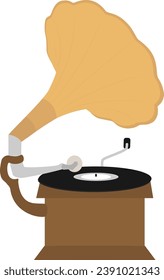 Ilustración vectorial del gramófono aislado en fondo blanco
