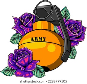 vector illustration of granate with rose on white background