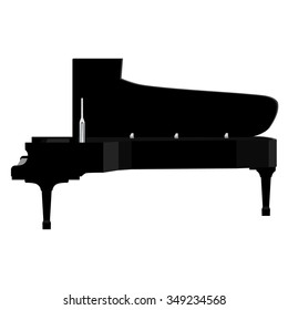Vector illustration grand black realistic piano. Fortepiano. Musical instrument