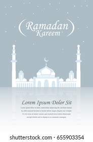 Vector illustration of the grand mosque/ Ramadan Kareem greetings design