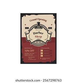 Vector illustration of grand opening barber shop flyer poster template design