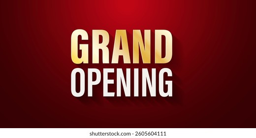 Vector illustration of grand opening shine text on dark red background. Grand Opening simple background design.