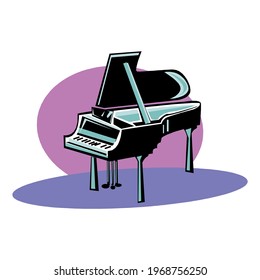 Vector illustration of a grand piano in cartoon style isolated on white background in EPS10