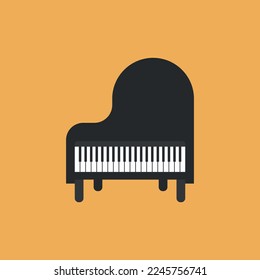 Vector illustration of grand piano icon, keyboard musical instrument.