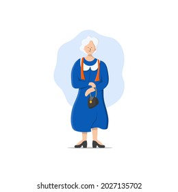 vector illustration of grandma standing smiling happily