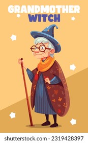 Vector Illustration, Grandma with Witch Costume