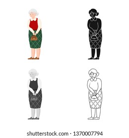 Vector illustration of grandmother  and senior  icon. Set of grandmother  and old stock symbol for web.