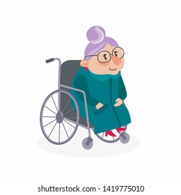 Vector illustration grandmother in wheelchair  Disabled 