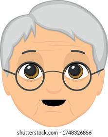 Vector illustration of a grandmother's face cartoon