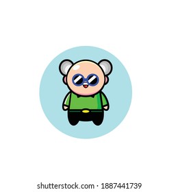 Vector illustration of grandpa with glasses