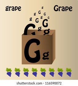 Vector illustration of grape and english letter "G"