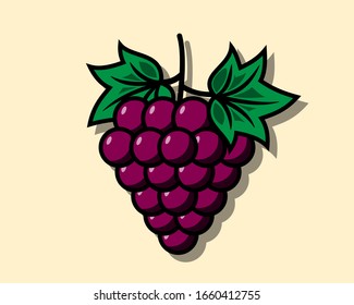 ilustración vectorial Icono de uva diseño plano colorido.