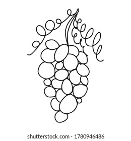ilustración vectorial de diseño gráfico de uva, icono, dibujo de tatuajes de arte, fruta fresca, dibujo a mano, uso en impresión