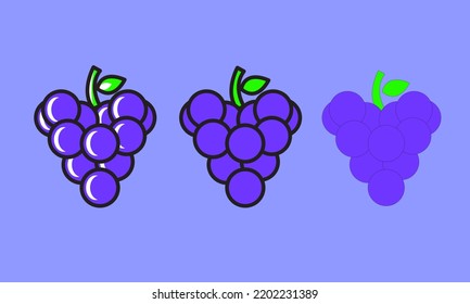 vector illustration of grape icon. set of grape icons. flat grape style - stock vector	