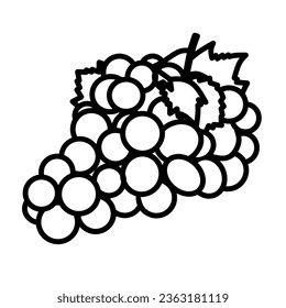 Vector illustration of grape lineart isolated for coloring on white background