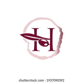 A Vector Illustration of Grape Vine Initial Letter H