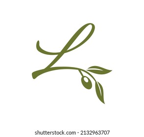 A vector illustration of Grape Vine Monogram Initial Logo Letter L