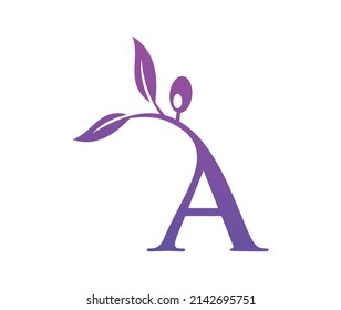 A vector illustration of Grape Vine Monogram Logo Letter A