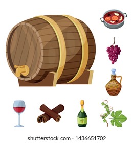 Vector illustration of grape and winery sign. Collection of grape and manufacturing stock vector illustration.